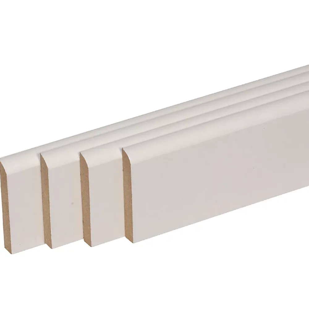 Forestea Moulure<Pack de 4 plinthes bord arrondi MDF revêtues blanc 2200 x 150 x 16 mm