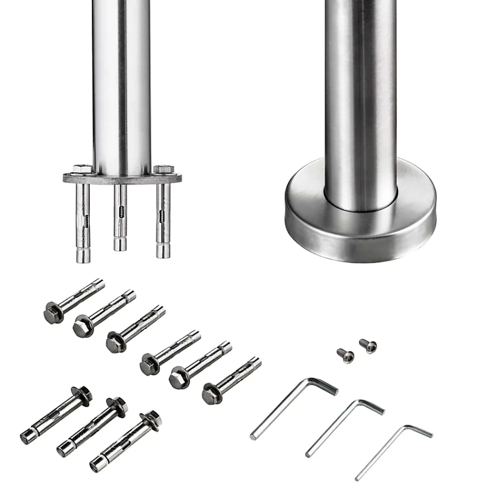 AICA Sanitaire Pack garde-corps 2 m 5 barres inox 304 argent installation verticale intérieur extérieur by Aica- Accessoire D'Escalier