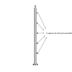AICA Sanitaire Accessoire D'Escalier<Pack garde-corps 1.8 m 5 barres inox 304 argent installation verticale intérieur extérieur by Aica