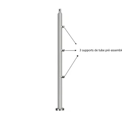 AICA Sanitaire Accessoire D'Escalier<Pack garde-corps 1.5 m avec 3 barres en inox 304 argent installation verticale by AICA