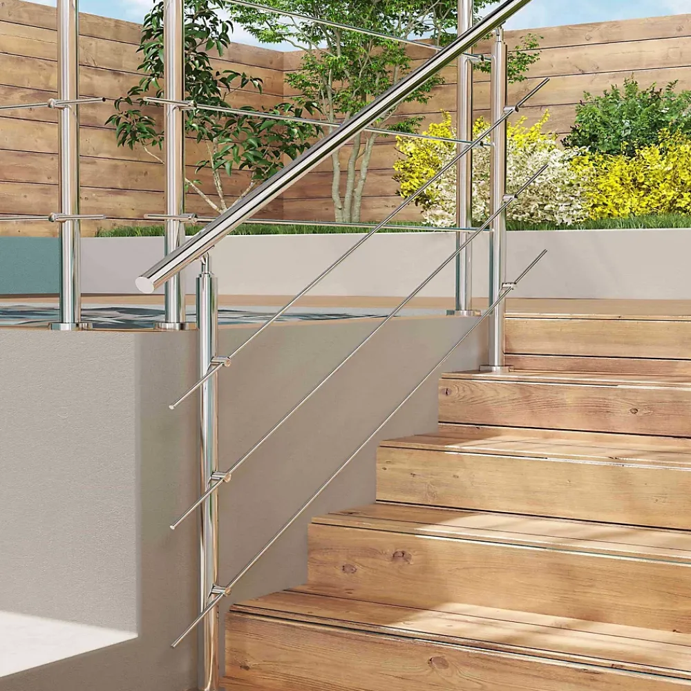 AICA Sanitaire Accessoire D'Escalier<Pack garde-corps 1.2 m avec 3 barres en inox 304 argent installation verticale by AICA