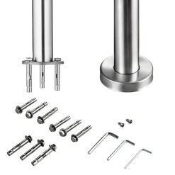 AICA Sanitaire Pack garde-corps 2 m avec 3 barres en inox 304 argent installation verticale by AICA- Accessoire D'Escalier