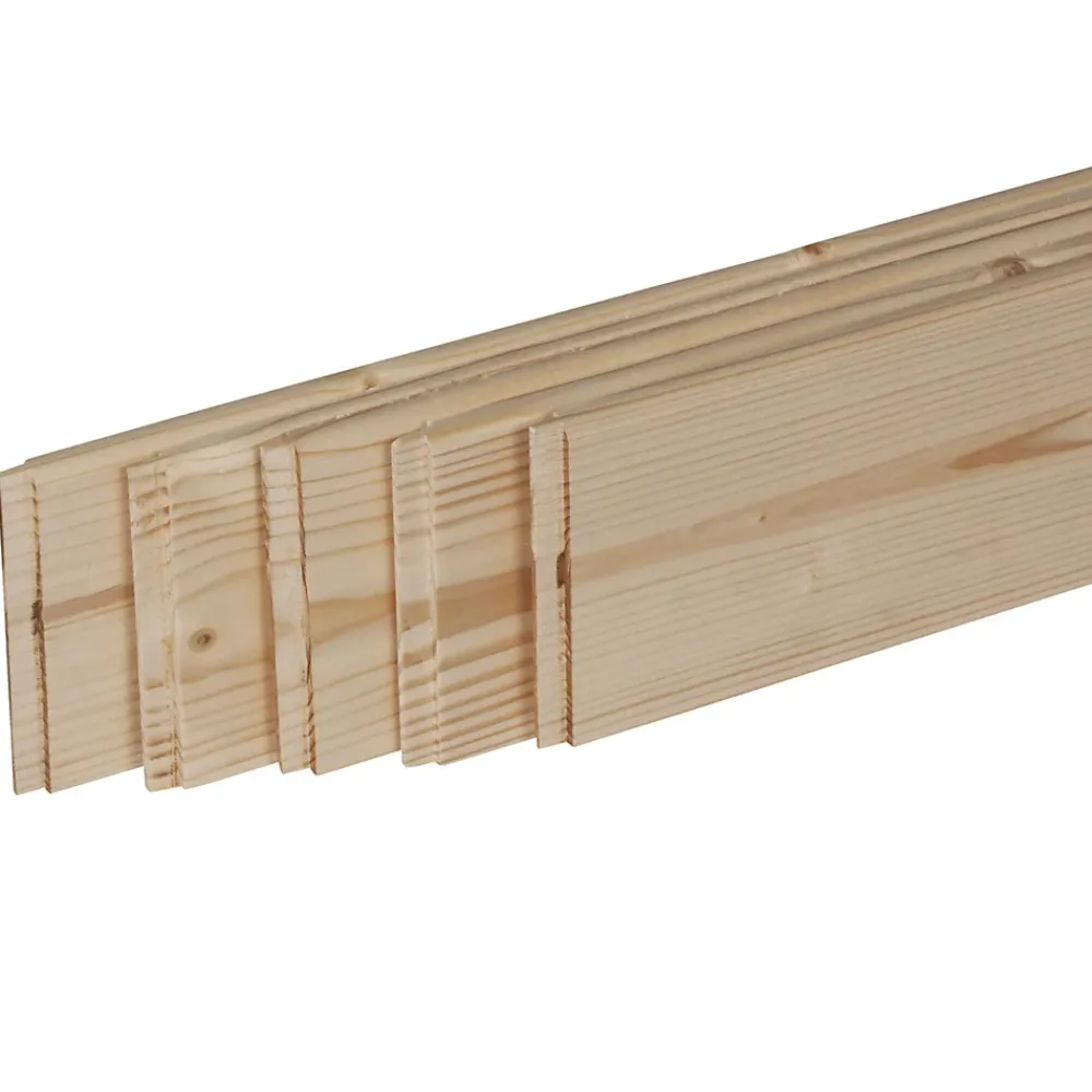 Forestea Pack promotionnel de 5 plinthes sapin massif petits nœuds bord droit 2050 x 95 x 9 mm- Moulure
