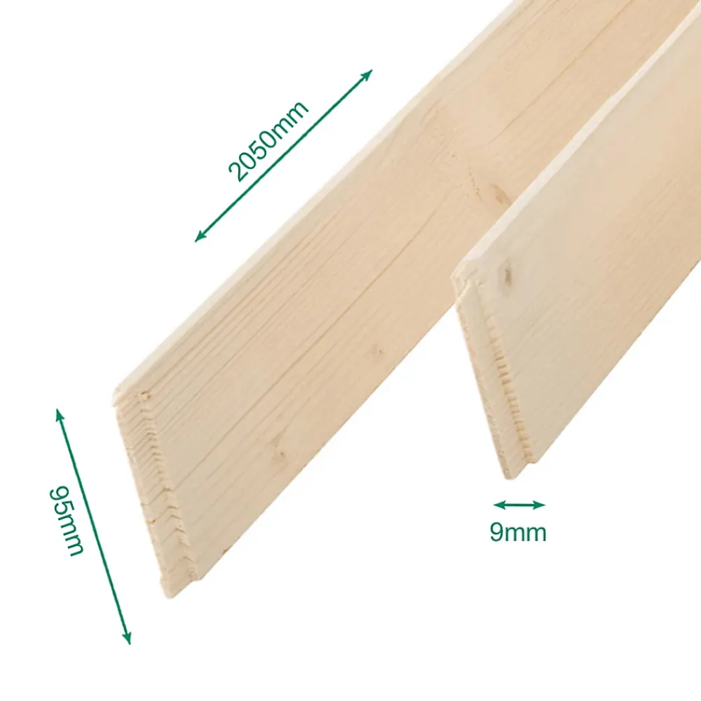 Forestea Pack promotionnel de 5 plinthes sapin massif petits nœuds bord droit 2050 x 95 x 9 mm- Moulure