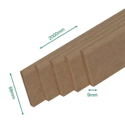 Forestea Pack promotionnel de 5 plinthes MDF brut 2000 x 68 x 9 mm- Moulure