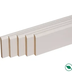 Forestea Pack promotionnel de 5 plinthes MDF revetu blanc bord arrondi 2000 x 68 x 9 mm- Moulure