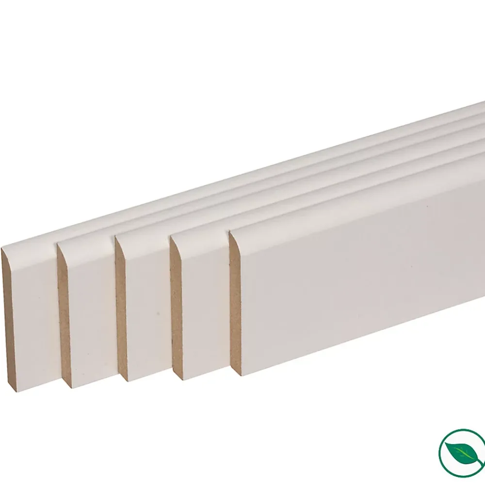 Forestea Pack promotionnel de 5 plinthes MDF revetu blanc bord arrondi 2000 x 68 x 9 mm- Moulure