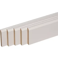 Forestea Pack promotionnel de 5 plinthes MDF revetu blanc bord arrondi 2000 x 68 x 9 mm- Moulure