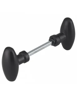 Thirard Paire de boutons ovoïdes pour porte d'entrée, carré 6x90mm, 1 portée, noir -- Poignée De Porte