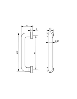 Thirard Paire de poignée pour porte battante, entr'axe 300mm, L 325mm, inox -- Poignée De Porte