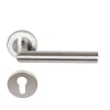 Klose Besser Poignée De Porte<Paire de Poignées de porte sur Rosaces Rondes " Elsa Angle Vif " inox 304 - +1 Paire de rosaces cylindre
