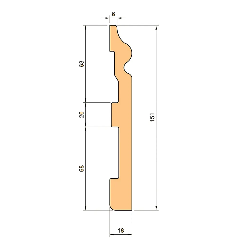 Eternal Parquet Plinthe Bois|Plinthe Bois<Palette de 100ml de plinthe plinthe BLANCHE mod. ETHNIQUE 150x18x2000mm en POLYMÈRES - Polystructuré