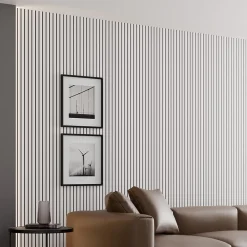 Ps Global Company Panneau Acoustique 21mm - Blanc Cuir - Feutrine Noire - 240x60cm - Lot de 2- Panneau Tasseau Bois