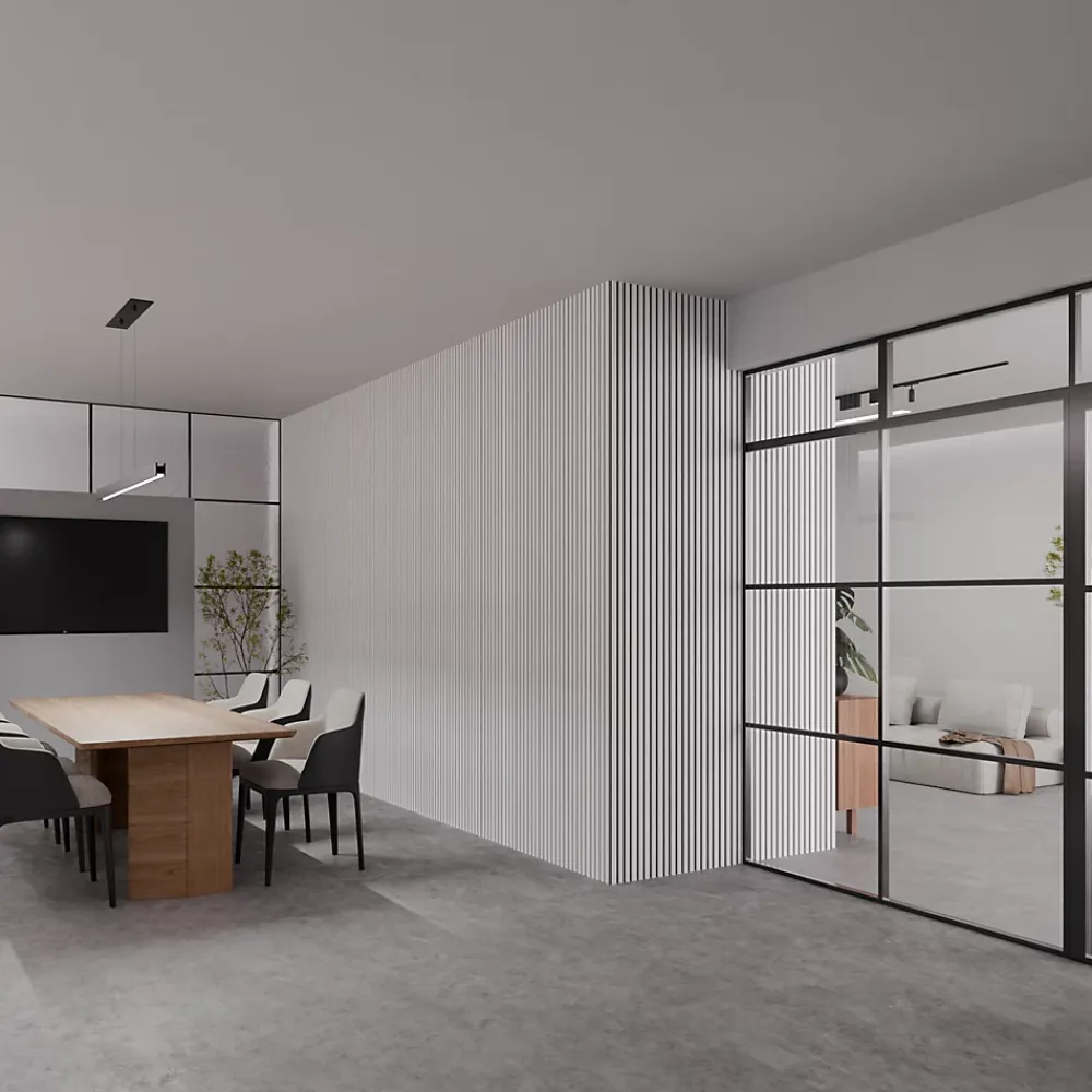 Ps Global Company Panneau Acoustique 21mm - Blanc Cuir - Feutrine Noire - 240x60cm - Lot de 2- Panneau Tasseau Bois