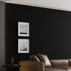 Ps Global Company Panneau Tasseau Bois<Panneau Acoustique 21mm - Noir Mat - Feutrine Noire - 240x60cm - Lot de 2