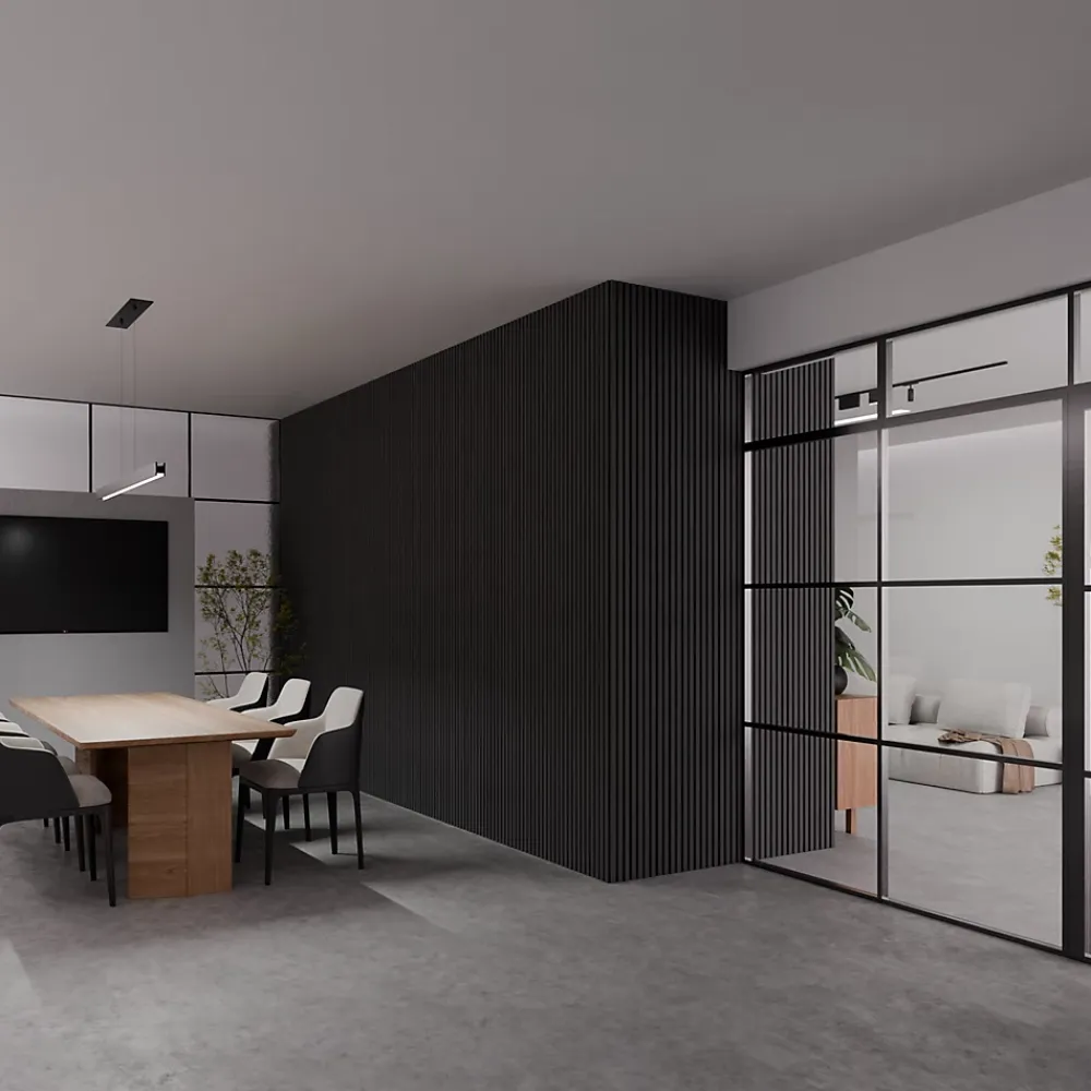 Ps Global Company Panneau Tasseau Bois<Panneau Acoustique 21mm - Noir Mat - Feutrine Noire - 240x60cm - Lot de 2