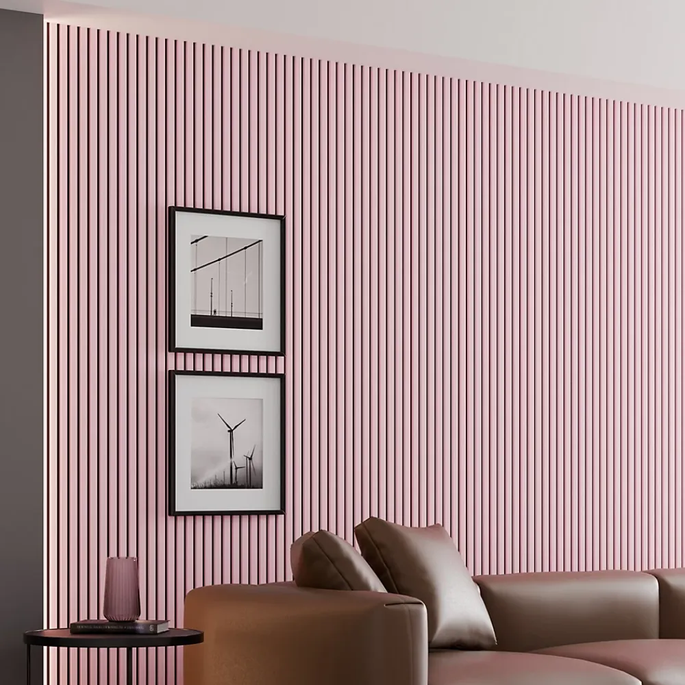 Ps Global Company Panneau Acoustique 21mm - Rose - Feutrine Noire - 240x60cm - Lot de 2- Panneau Tasseau Bois