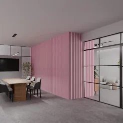 Ps Global Company Panneau Acoustique 21mm - Rose - Feutrine Noire - 240x60cm - Lot de 2- Panneau Tasseau Bois
