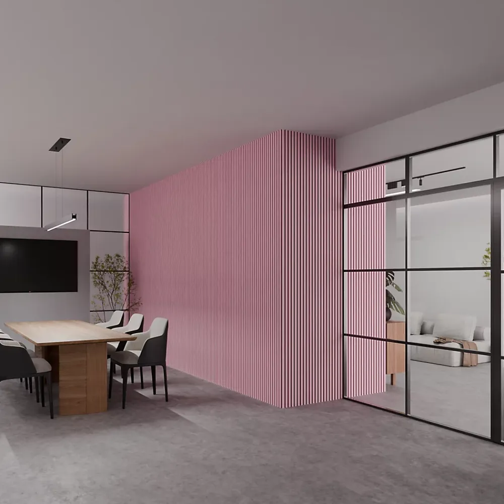 Ps Global Company Panneau Acoustique 21mm - Rose - Feutrine Noire - 240x60cm - Lot de 2- Panneau Tasseau Bois