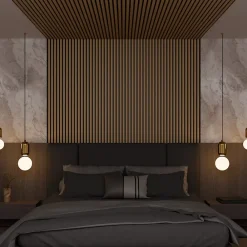 Ps Global Company Panneau Tasseau Bois<Panneau Acoustique 11mm - Chêne - Feutrine Noire - 240x60cm - Lot de 4