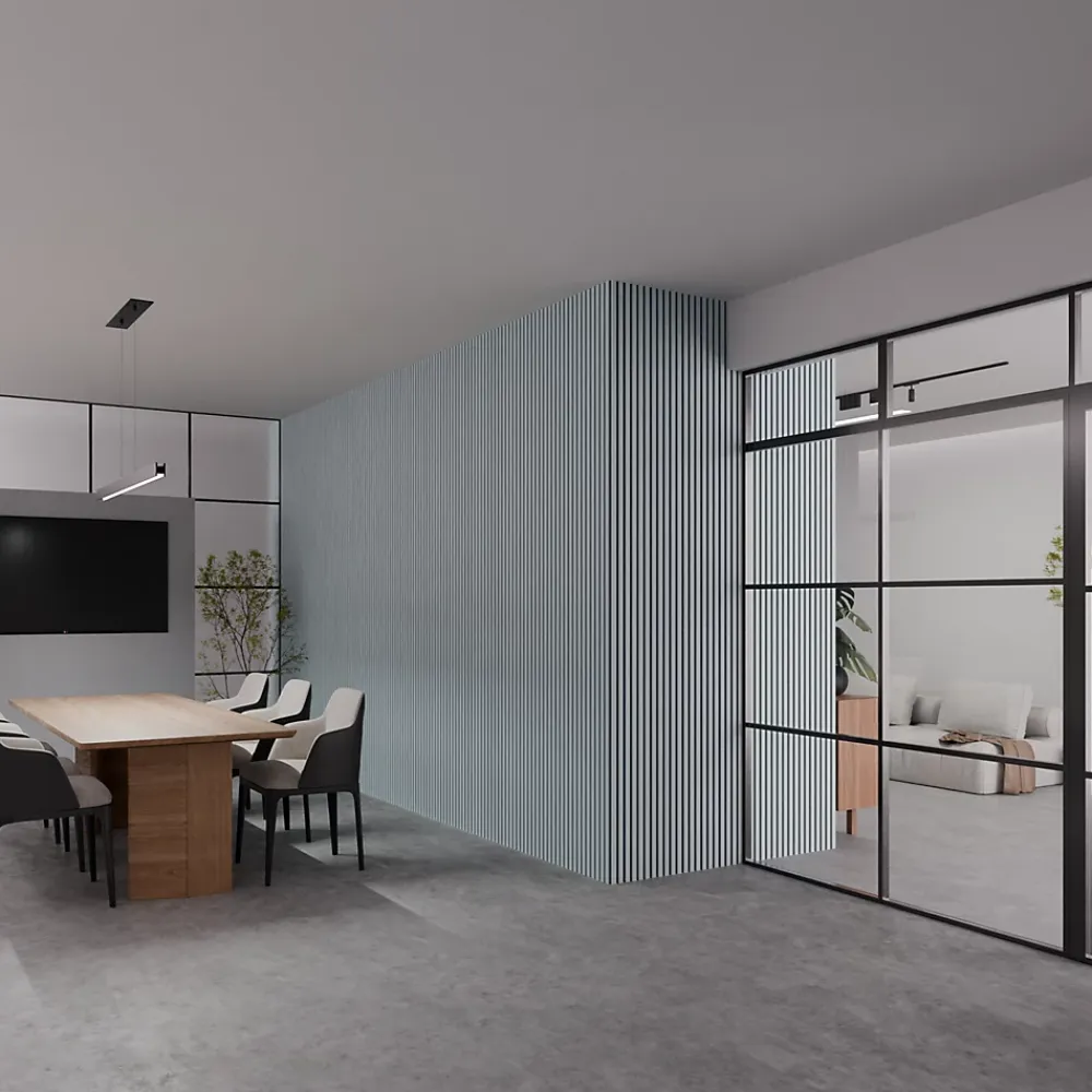 Ps Global Company Panneau Tasseau Bois<Panneau Acoustique 21mm - Gris Cuir - Feutrine Noire - 240x60cm - Lot de 2