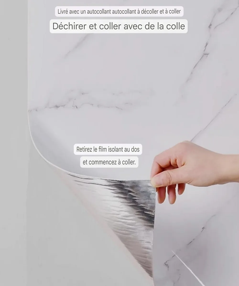 Wall Fashion Panneau Adhésif Décoratif Effet Marbre Noir et Blanc 250 x 120 x 0,3 cm- Lambris Mural