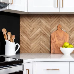 Tulup Panneau Mural Décoratif<Panneau autocollant 100x50 cm Parquet en bois 1 pcs