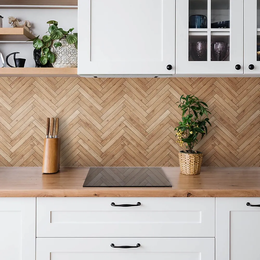 Tulup Panneau Mural Décoratif<Panneau autocollant 100x50 cm Parquet en bois 1 pcs