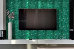 Tulup Panneau Mural Décoratif<Panneau autocollant 100x50 cm Texture de la malachite 1 pcs