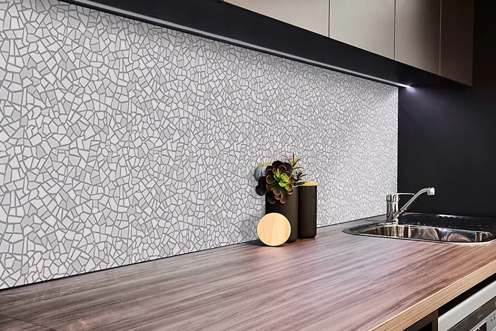 Tulup Panneau Mural Décoratif<Panneau autocollant 100x50 cm Mosaïque grise 1 pcs