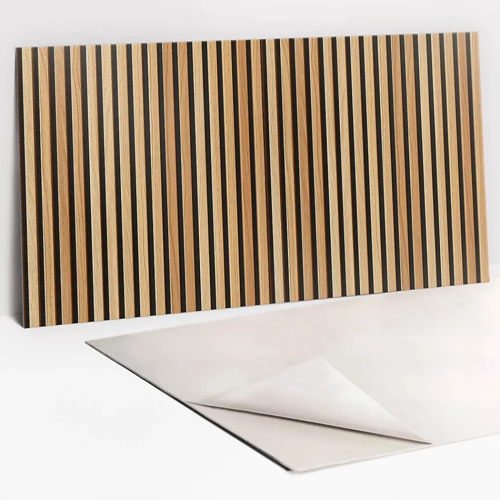 Tulup Panneau autocollant 100x50 cm Planches en bois lamelles 1 pcs- Panneau Mural Décoratif