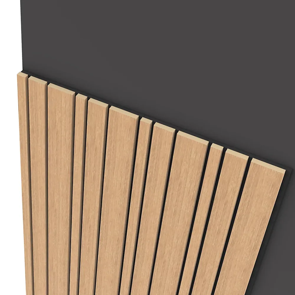 Foge Panneau Tasseau Bois<Panneau Boa en MDF fond noir, tasseaux décor chêne Saragosse L. 280 x l 60 cm, ép. 2,1 cm