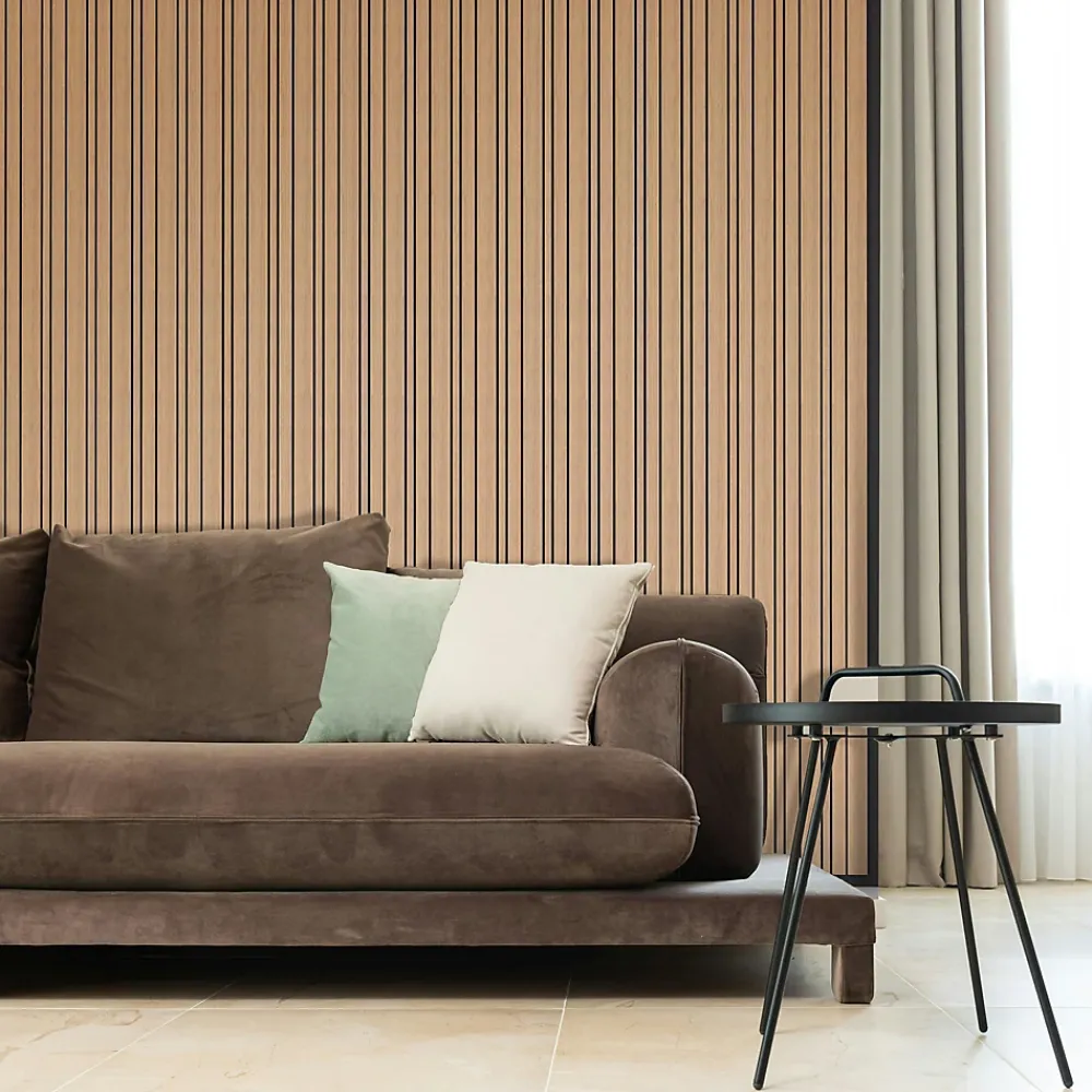 Foge Panneau Tasseau Bois<Panneau Boa en MDF fond noir, tasseaux décor chêne Saragosse L. 280 x l 60 cm, ép. 2,1 cm