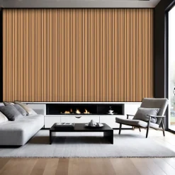 Foge Panneau Tasseau Bois<Panneau Boa en MDF fond noir, tasseaux décor chêne Saragosse L. 280 x l 90 cm, ép. 2,1 cm