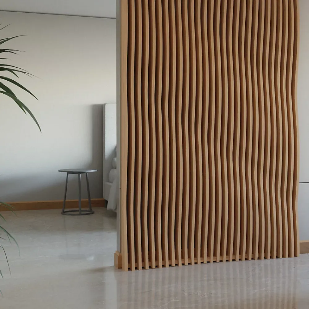 Panneau claustra ondulé 250x60 cm module 1- Tasseau Bois