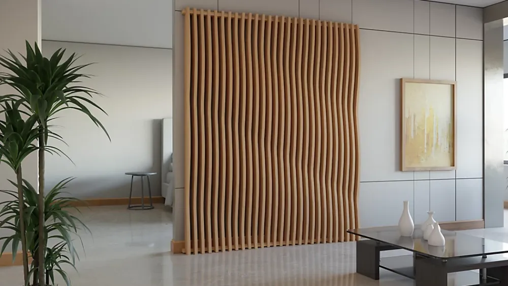 Tasseau Bois<Panneau claustra ondulé 250x60 cm module 3
