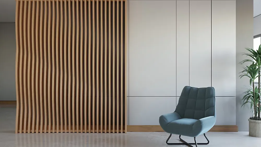 Tasseau Bois<Panneau claustra ondulé 250x60 cm module 3