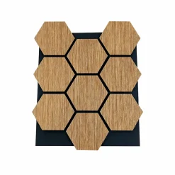 Divina Home Panneau Mural Décoratif<Panneau décoratif bois MDF motif hexagonal/feutre PET, lot de 12 (62x76cm), mural insonorisant, chêne