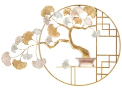 Mauro Ferretti Panneau décoratif 3D arbre en métal doré cm 91,5X3X63- Panneau Tasseau Bois