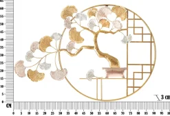 Mauro Ferretti Panneau décoratif 3D arbre en métal doré cm 91,5X3X63- Panneau Tasseau Bois