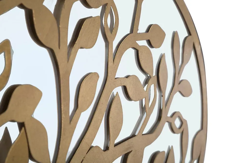 Mauro Ferretti Panneau Tasseau Bois<Panneau décoratif 3D en métal doré et miroir arbre cm 120x2x60