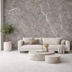Divina Home Panneau Mural Décoratif<Panneau décoratif en grès cérame effet marbre, lot de 6 pièces, revêtement mural PVC 4,3 m², finition UV, 120x60 cm, marbre gris