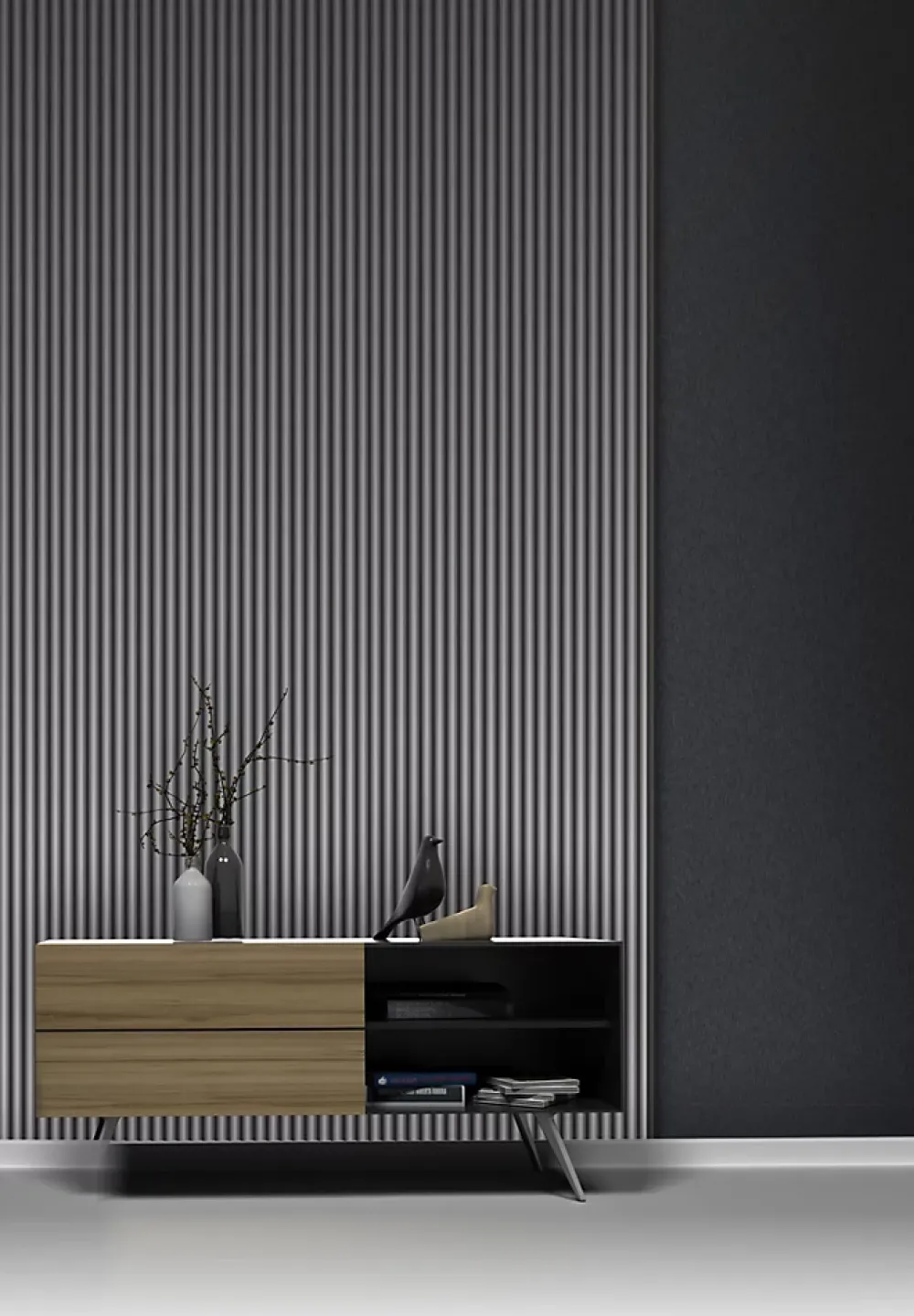 Foge Panneau Décoratif En Bois<Panneau décoratif fraisé Caiman gris L.280x l.60cm Ep. 1,5cm