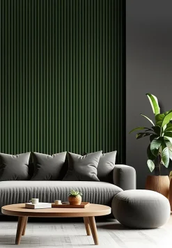 Foge Panneau décoratif fraisé Serval vert foncé L.280x l.60cm Ep. 1,5cm- Panneau Décoratif En Bois