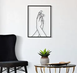 Mauro Ferretti Panneau Tasseau Bois<Panneau décoratif mains 3D en métal noir 40x1x55 cm