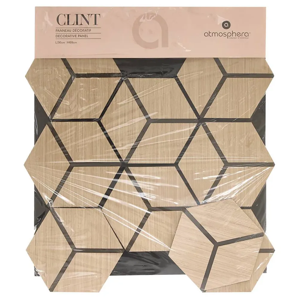 Atmosphera Créateur D'Intérieur Panneau Tasseau Bois<Panneau décoratif mural Clint beige 56x69cm - Atmosphera