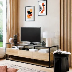 Atmosphera Créateur D'Intérieur Panneau Tasseau Bois<Panneau décoratif mural Colva beige fond noir 240x60cm - Atmosphera