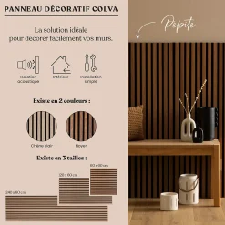 Atmosphera Créateur D'Intérieur Panneau Tasseau Bois<Panneau décoratif mural Colva beige fond noir 240x60cm - Atmosphera