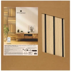 Atmosphera Créateur D'Intérieur Panneau décoratif mural Colva beige fond noir 60x60cm - Atmosphera- Panneau Tasseau Bois
