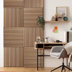 Atmosphera Créateur D'Intérieur Panneau décoratif mural Colva beige fond noir 60x60cm - Atmosphera- Panneau Tasseau Bois
